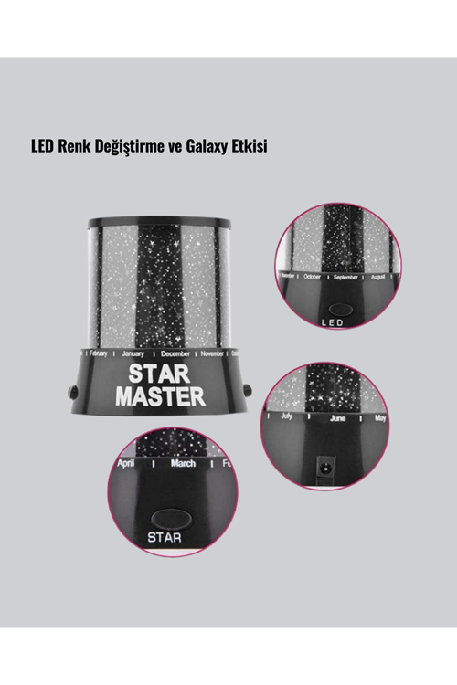 Galaxy Efektli LED Projektör Taşınabilir Yıldız Gece Lambası