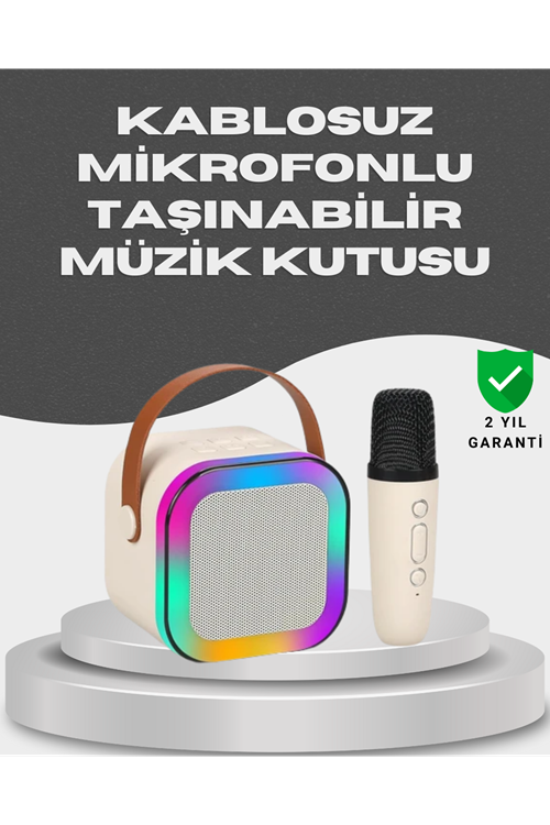 Kablosuz Karaoke Mikrofon Hoparlör Seti Güçlü Ses Çıkışı
