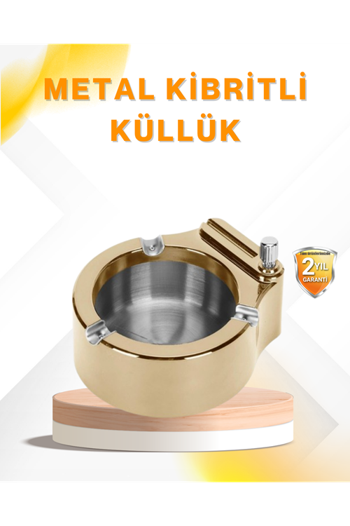 Çakmak Entegreli Küllük Yeniden Doldurulabilir Metal Gövde