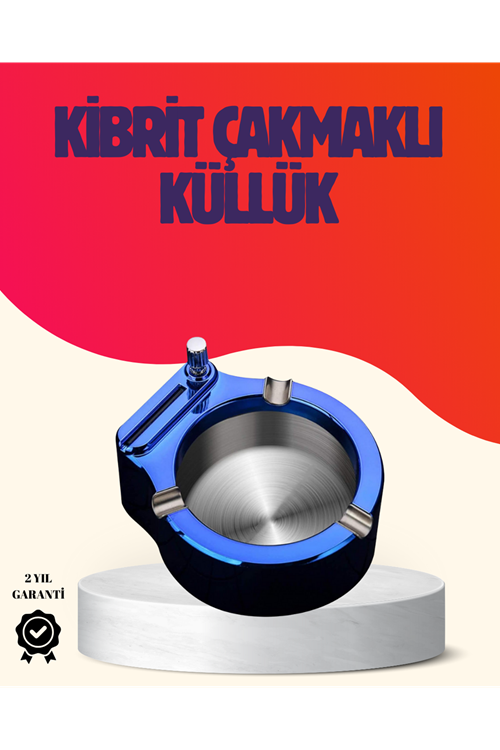 Yuvarlak Metal Küllük Çakmak Entegreli Dayanıklı Yapı