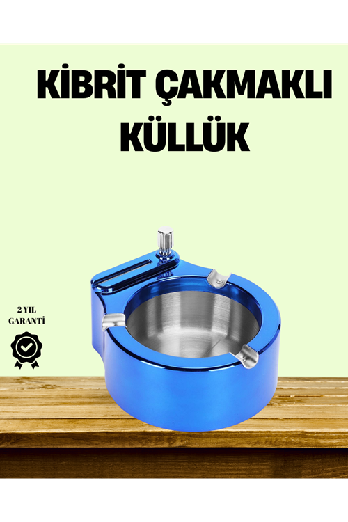 Çakmaklı Küllük Paslanmaz Çelik Şık Masa Aksesuarı