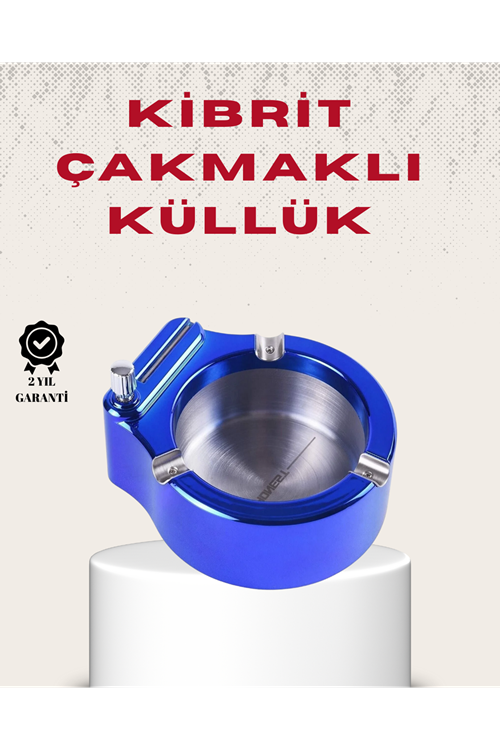 Metal Küllük ve Çakmak Seti Yuvarlak Modern Tasarım