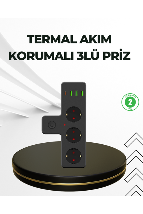 Masa Üstü Çoklu Priz USB ve Type-C Çıkışlı Güç Dağıtıcı
