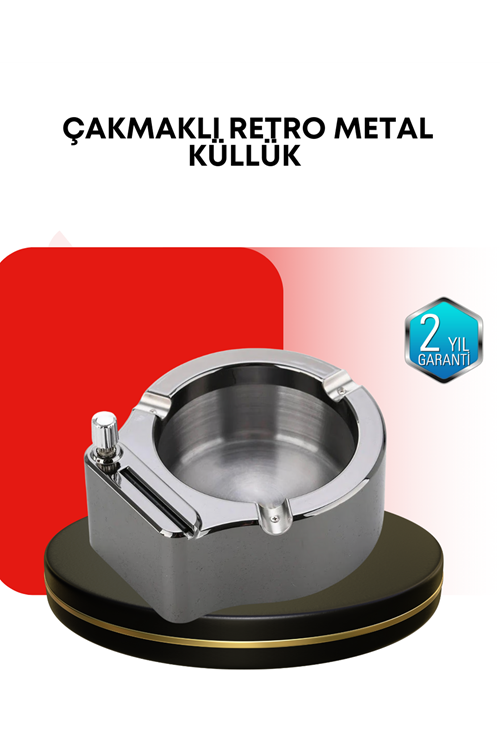 Paslanmaz Çakmaklı Küllük Modern Masa Üstü Aksesuar