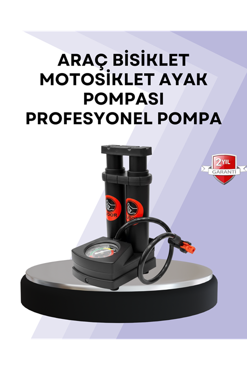Basınç Saatli Ayak Pompası Bisiklet ve Araç Uyumlu