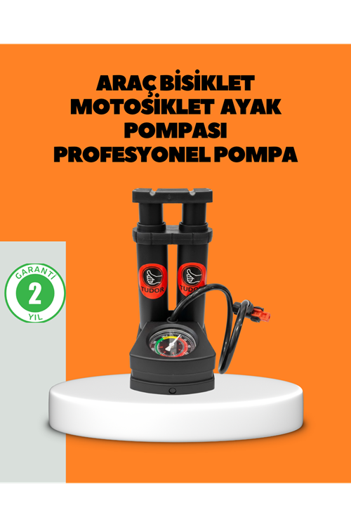 Ayaklı Bisiklet Pompası Basınç Göstergeli Çok Amaçlı