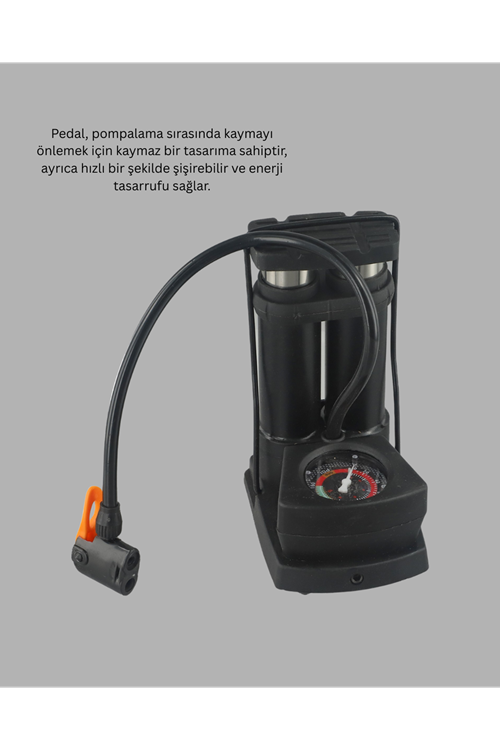 Ayaklı Bisiklet Pompası Basınç Göstergeli Çok Amaçlı