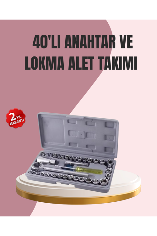 Otomotiv ve Ev Kullanımı İçin 40 Parça Lokma Anahtar Seti Taşıma Çantalı