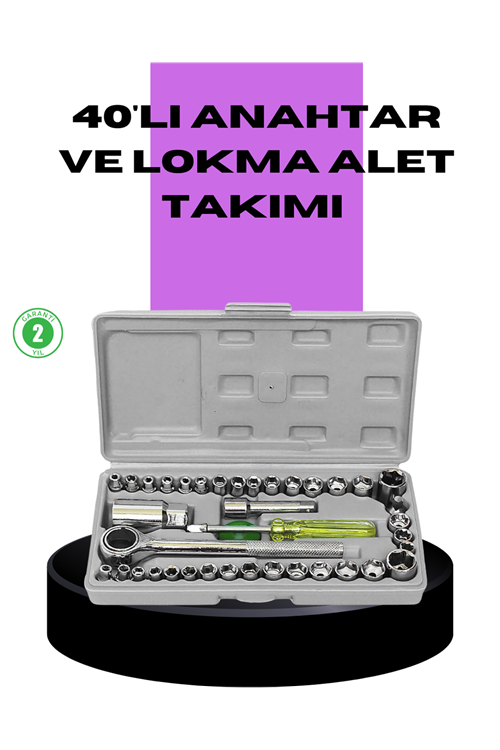 40 Parça Lokma Anahtar Seti Ayna Yüzey Karbon Çelik Dayanıklı Tamir Takımı