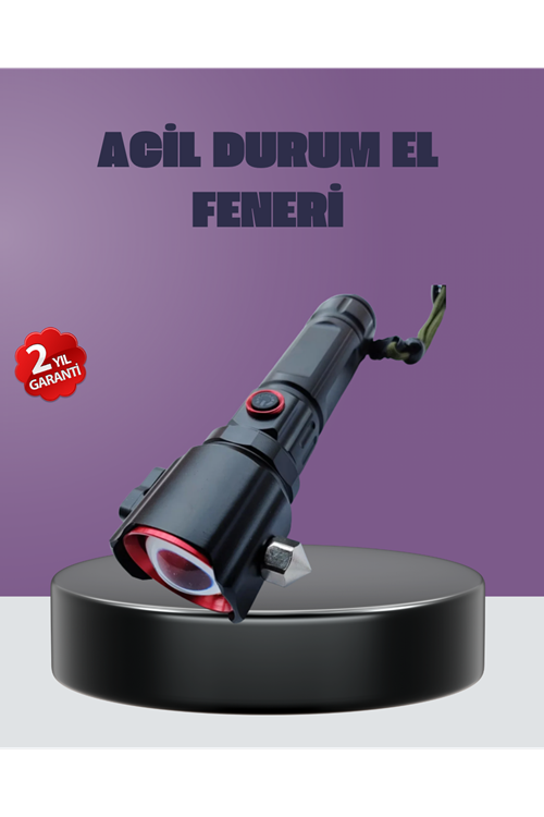 Güçlü Işıklı El Feneri Acil Durum Çekiç ve Pusula