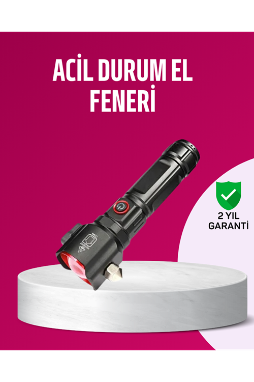 Acil Durum El Feneri Çekiç ve Pusula Özellikli Güçlü Işık