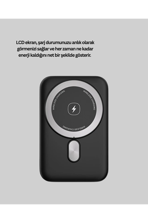 LCD Ekranlı Kablosuz Powerbank Type C ve USB Çıkışlı