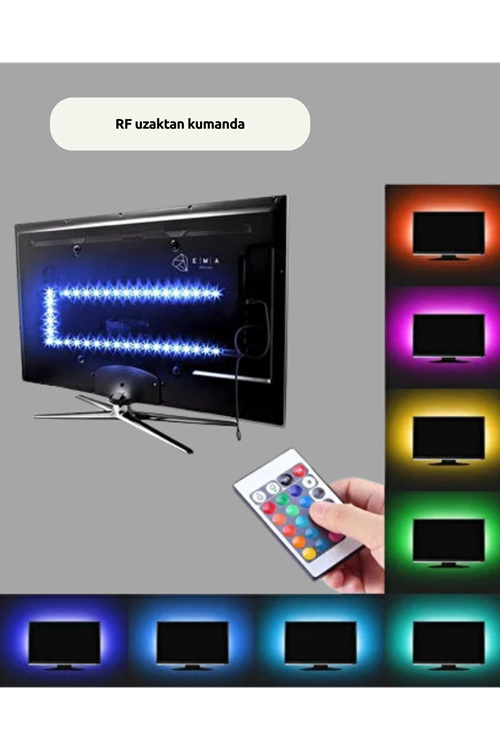 TV Arkası LED Şerit Işık Otomatik Açma Kapama Özellikli 2mt