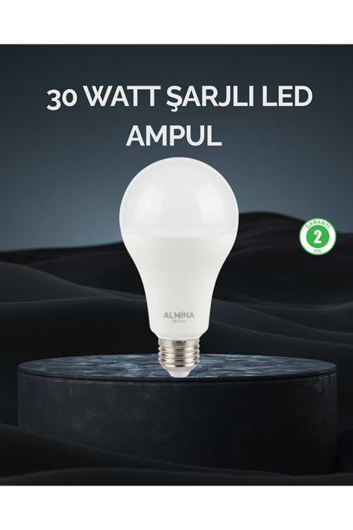 Şarjlı LED Ampul 30 Watt Soğuk Beyaz