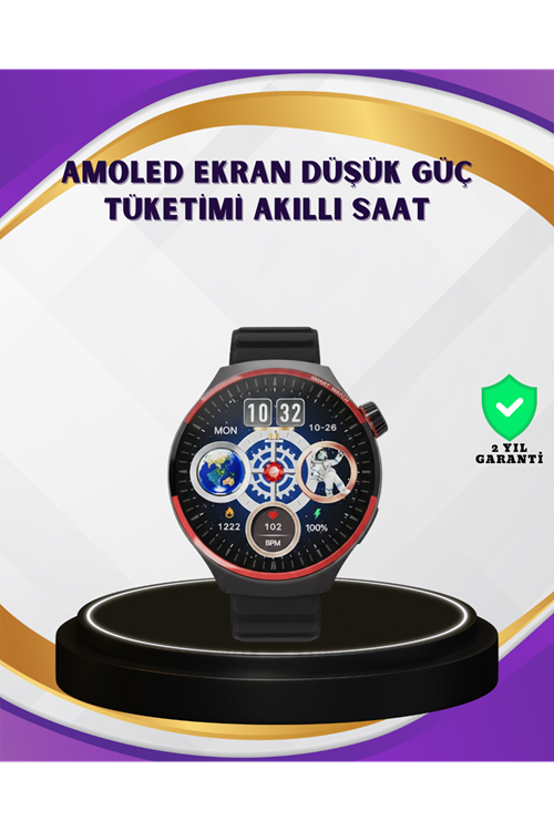Dokunmatik Akıllı Saat Kablosuz Şarj AMOLED Ekran