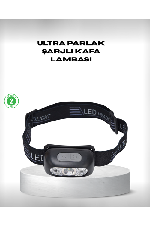 Gece Balıkçılığı İçin Ultra Parlak Şarjlı Kafa Lambası | 4 Işık Modu + USB Şarj
