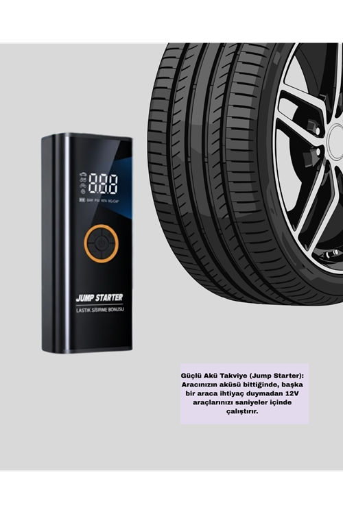 Çok Fonksiyonlu Araç Yol Yardım Kiti Jump Starter ve Lastik Pompası