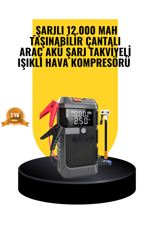Işıklı Hava Kompresörlü Taşınabilir Akü Takviye Ünitesi