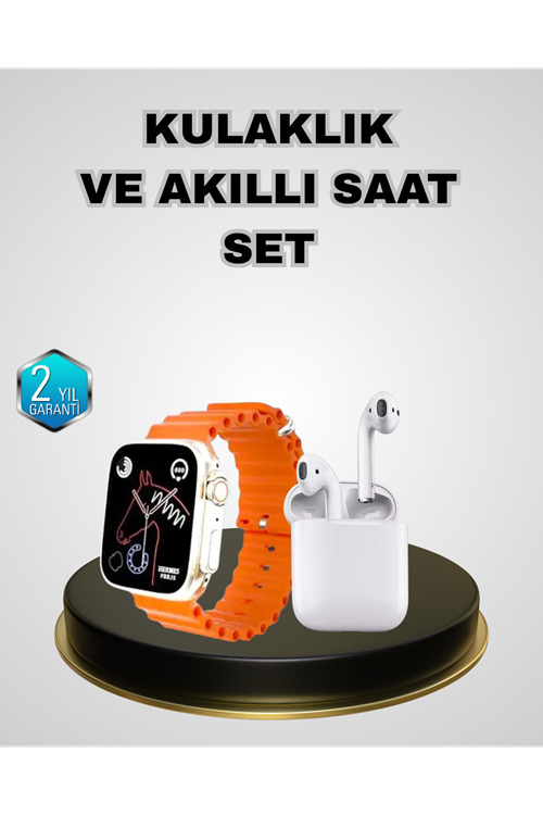 Akıllı Saat ve Kablosuz Kulaklık iOS Android Uyumlu Teknoloji Seti