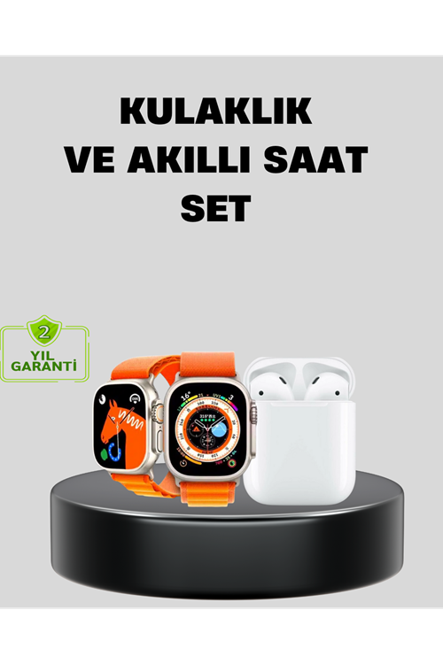 S8 Ultra Akıllı Saat ve Bluetooth Kablosuz Kulaklık 2’li Set
