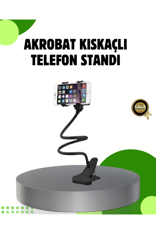 Akrobat Masaüstü Mandallı Telefon Tutucu 360 Derece Dönebilen