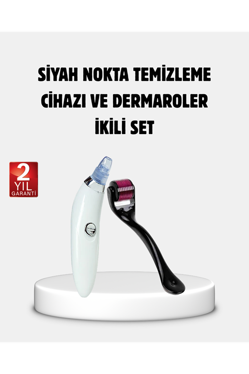 Evde Profesyonel Cilt Bakımı Dermaroller + Siyah Nokta Temizleyici Setı