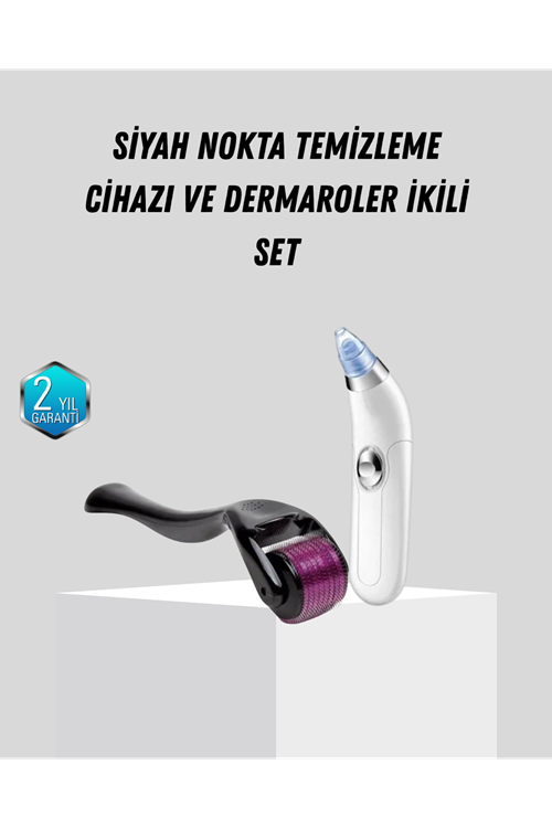 Dermaroller ve Vakumlu Siyah Nokta Temizleme Cihazı 2’li Cilt Bakım Seti