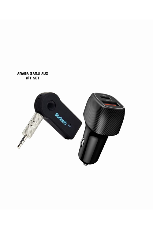 Araç İçi Bluetooth Müzik Kiti + Type-C PD Araç Şarjı Seti