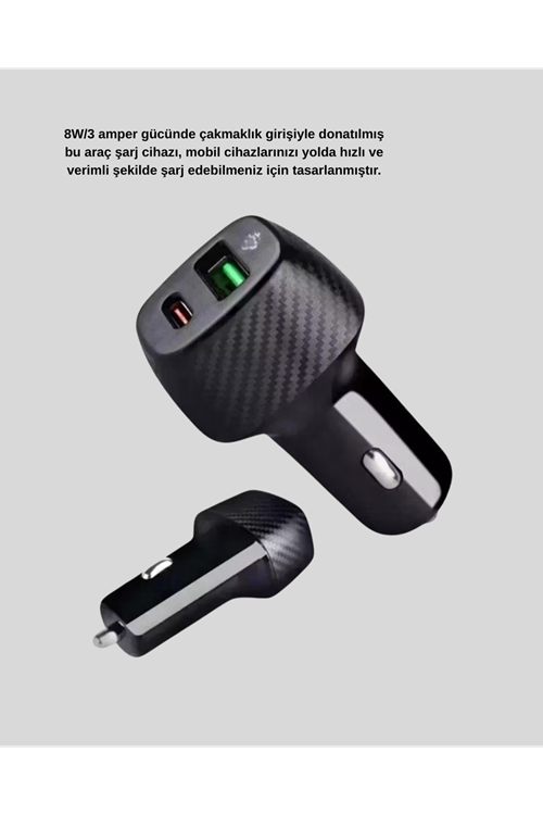 Araç İçi Bluetooth Müzik Kiti + Type-C PD Araç Şarjı Seti