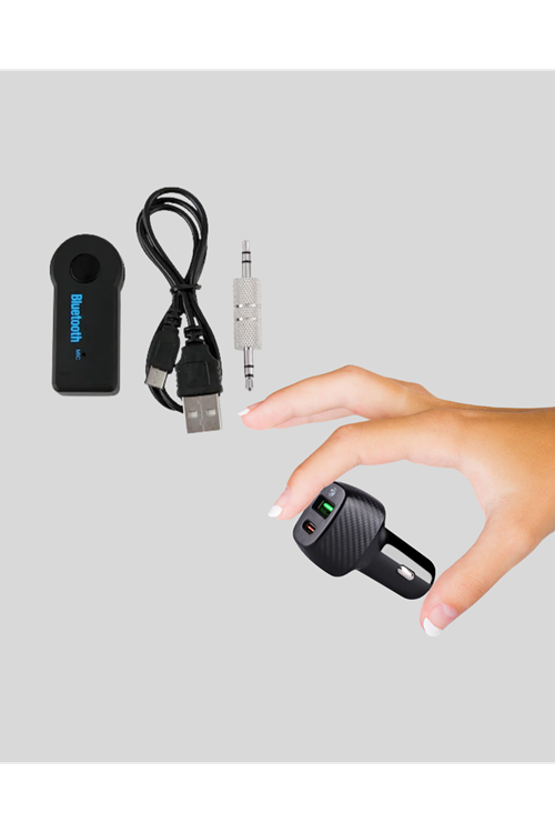 Araç İçi Bluetooth Müzik Kiti + Type-C PD Araç Şarjı Seti
