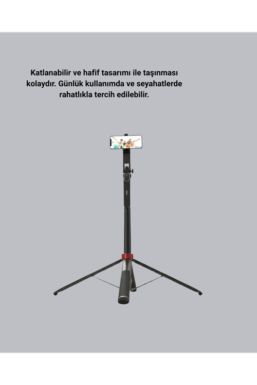 Kablosuz Çift Yaka Mikrofonu ve Tripodlu Selfie Çubuğu İçerik Üretici Seti