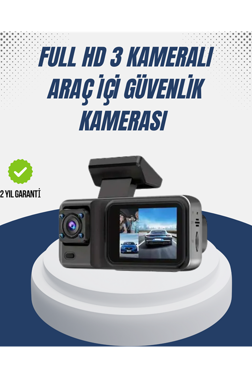 1080P Üç Kameralı Araç Kamerası Wi-Fi Destekli Park Modu ve G-Sensörlü