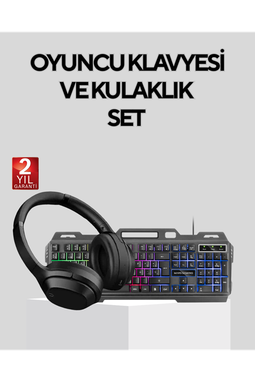 Gaming Set Işıklı Klavye Mouse + Bluetooth 5.2 Kulaklık Oyuncu Paketi