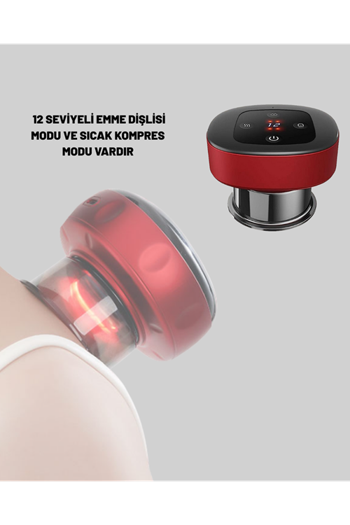 Elektrikli Vakumlu Çukurluk Masaj Aleti Isıtmalı ve Kırmızı Işıklı Terapi Seti