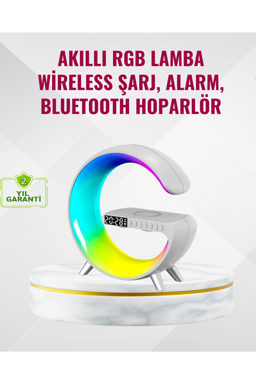 Akıllı Uyku Lambası Gündoğumu Alarmı Kablosuz Şarj ve Müzik Çalar