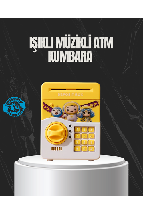 Sarı Renk Otomatik Para Çeken Şifreli Çocuk Kumbarası