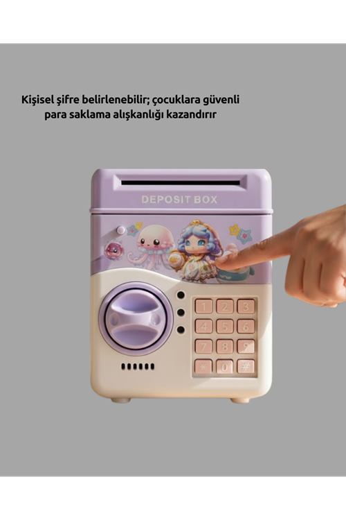 Mor Otomatik Para Girişli Elektronik Şifreli Kumbara