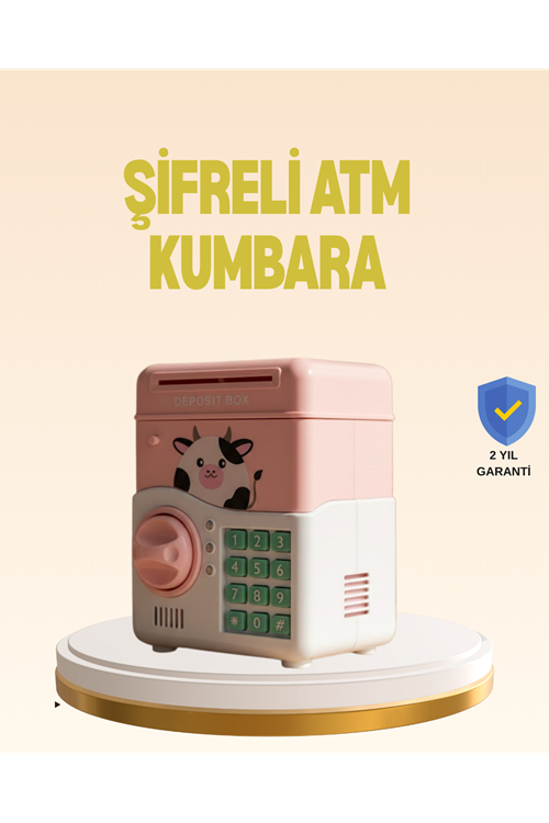 Çocuklar İçin Pembe ATM Görünümlü Elektronik Kumbara