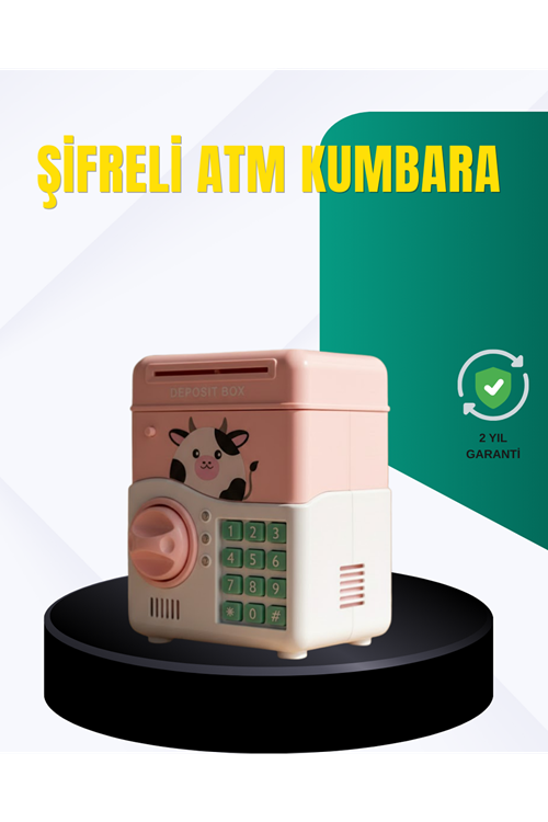 Pembe Şifreli Eğitici ATM Kasa Çocuk Kumbarası