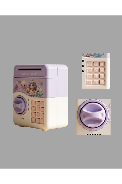 Elektronik Şifreli ATM Görünümlü Çocuk Kumbarası Mor
