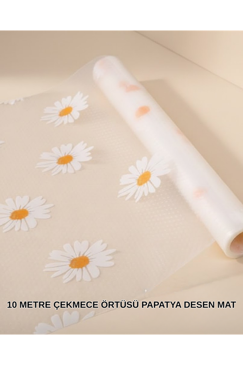 10 Metre Papatya Desenli Kolay Temizlenebilir Çekmece Matı