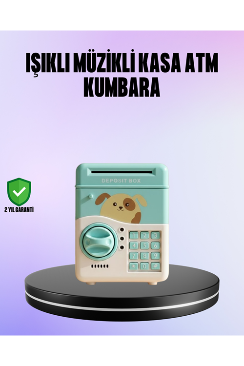 Su Yeşili Elektronik Şifreli ATM Tasarımlı Para Biriktirme Kumbarası