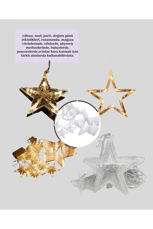 Yıldız Figürlü Perde Peri Led 3x3 Metre Dekoratif Işık
