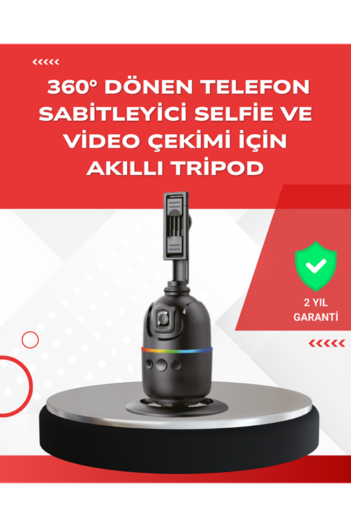 Yapay Zeka Destekli Yüz Takip Özellikli 360 Derece Dönen Masaüstü Telefon Sabitleyici