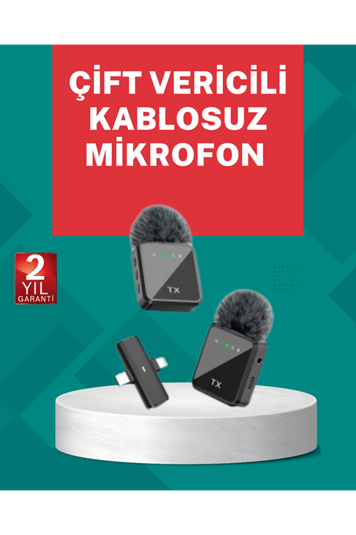 Profesyonel Ses Kayıtları İçin 2’li Kablosuz Yaka Mikrofon Seti