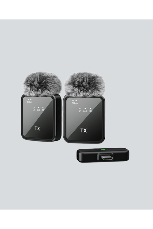 2in1 Kablosuz Yaka Mikrofonu iOS ve Android Uyumlu