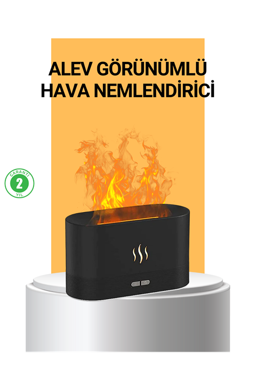 Modern Tasarımlı Alev Efektli LED Aromaterapi Hava Nemlendirici