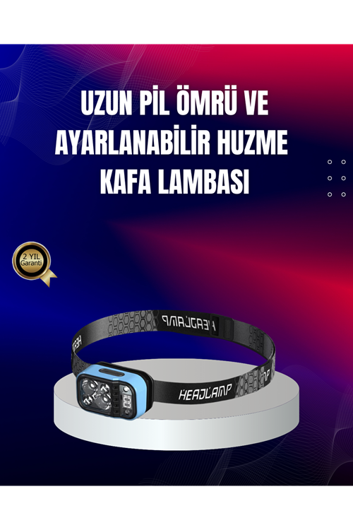 Süper Parlak LED Kafa Feneri 3 Renk 53 Mod Type C Şarjlı