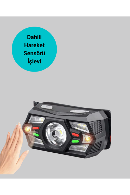Şarj Edilebilir LED Far Hareket Sensörlü 5 Modlu Outdoor