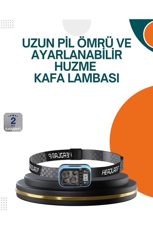 Type C Şarjlı LED Kafa Lambası Güç Göstergeli 53 Modlu